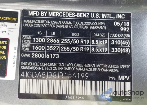2018 Mercedes-Benz Gle 350 from USA, damaged, VIN 4JGDA5JB8JB156199